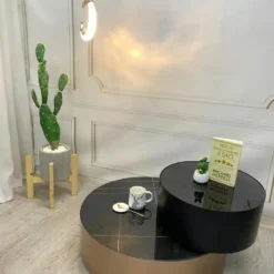 Bàn trà sofa tròn đôi mặt đen phối đồng phong cách hiện đại, hợp căn hộ và nhà phố Nội Thất Thịnh Phát