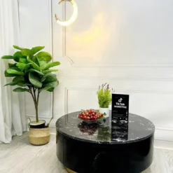 Mẫu Bàn sofa tròn mặt đen viền vàng thân thấp gợi ý cho không gian phòng khách gọn đẹp tại Nội Thất Thịnh Phát Đà Nẵng