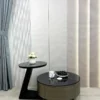 Bàn trà tròn xám kèm bàn phụ chân tam giác phong cách hiện đại, hợp căn hộ và nhà phố