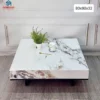 Góc chụp thực tế Bàn trà vuông đá trắng khổ 80x80 với màu sắc và kiểu chân rõ nét tại Nội thất Thịnh Phát Đà Nẵng