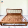 Giường gỗ Hương Xám mẫu be đầu bọc nệm ảnh trực diện tại nội thất Thịnh Phát Đà Nẵng