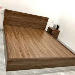 Giường gỗ MDF ko ngăn kéo đầu bo vuông đẹp tại Đà Nẵng
