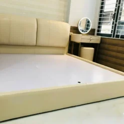 Giường gỗ tự nhiên bọc da Hàn mẫu gối ảnh tại nhà khách hàng của Thịnh Phát Đà Nẵng