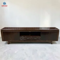 Kệ tivi gỗ Mun chân thuyền cánh gỗ đặc góc trực diện chất lượng cao cấp tại Nội Thất Thịnh Phát