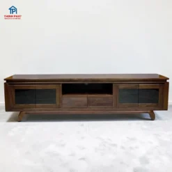 Kệ tivi gỗ Mun chân thuyền cánh kính ảnh trực diện tại Nội thất Thịnh Phát Đà Nẵng