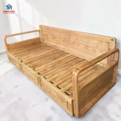 Sofa bed thông minh gỗ Sồi ảnh góc phải tinh tế đẹp mắt tại Nội thất Thịnh Phát Đà Nẵng
