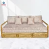 Sofa bed thông minh gỗ Sồi ảnh trực diện có đệm sang trọng cho không gian phòng khách