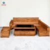 Sofa góc gỗ Hương Xám chân hộp tựa cong sang trọng bền đẹp tại Nội thất Thịnh Phát Đà Nẵng