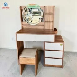 Bàn trang điểm gỗ MDF gương led tròn nhiều thoạ mẫu mới tại nội thất Thịnh Phát